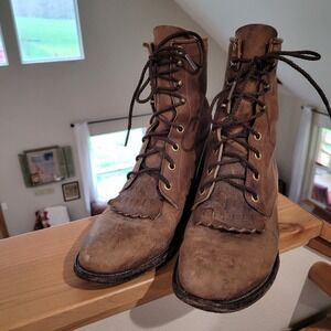 Justin L575 Women SZ 7.5 leather laceup Cowgirl Rodeo Boots Western boho grunge